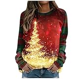 Weihnachtspulli Damen Lustig Rudolph Rentier Elfe Weihnachtspullover Sweatshirt Langarmshirt Weihnachtspulli Christmas Xmas Pulli Shirt Oberteile Herbst Winter Mädchen Sportbekleidung B