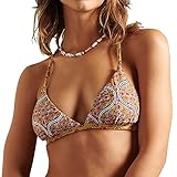 Superdry Womens Boho T Back TRI TOP Bikini Set, Paisley Block Print Ochre, S