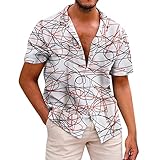 Briskorry Strandhemd Herren Hemd Hawaiihemd Kurzarm Urlaub Hemd Freizeit Reise Hemd Party H