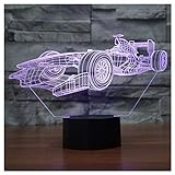 lunaoo Nachtlicht Kinder Nachttischlampe LED 3D Lampe, Stimmungslicht 7 Farben ändern Schreibtischlampen für Geburtstag Geschenk -R