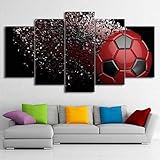 VYQDTNR 5 Stück Roter Fußball Poster Kunstwerk Gemälde Leinwand Kunst für Wohnzimmer Wand Decor - Kein R