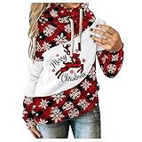 Dasongff Damen Farbblock Pullover Sweatshirt Kontrast Patchwork Pullover Oversize Weihnachten Kapuzenpullover Casual Rollkragenpullover Hoodies Sweatjacke Sport Casual Hoodie S