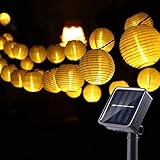 Joomer Solar Lichterkette Lampion Außen, 6M 30er LED IP65 Wasserdicht Lampion/Laternen Solar Lichterkette Auße Beleuchtung für Garten, Terrasse, Hof, Haus, Weihnachten Deko(Warmweiß)