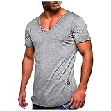 Take Idea Sportanzug Herren Mode Einfarbig V-Ausschnitt Slim Fit Tshirt Streifen Sport Shorts Mit Kordelzug Atmungsaktiv Jogginganzug Stretch Trainingsanzug Bequeme Fitnessanzug