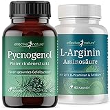 effective nature - L-Arginin und Pinienrindenextrakt Pycnogenol - Kraftpaket für den Mann - Hochdosiert - Reicht für 2 Monate - Mit natürlichem Vitamin C und B-V