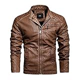 Herren Lederjacke - Herbst Winter Lederjacke Warme Top Bluse Verdickung Mantel Bluse Jacke Winterjacke Jacke Wintermantel Lange Outdoor Jack