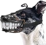 Lloow Verstellbarer Maulkorb für kleine oder mittelgroße Hunde, weich, bequem, lächelndes Design, um Beißen zu verhindern XL Dog M