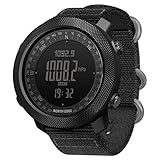 Outdoor Militäruhr Herren Sport Digitale Armbanduhr Wasserdichtes Schwarzes Armeearmband Mit Stoppuhr Höhenmesser Höhen- / Luftdruckmessung, Zum Wandern Bergsteigen Laufen (Nylon Strap)