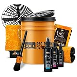 ADBL Auto Waschset: Wascheimer 13L + Eimereinsatz + Schraubdeckel + Flugrostentferner/Felgenreiniger+ Autoshampoo + Synthetic Spray Wax Sprühwachs+ Poliertuch + Detailing Pinsel10-teilig
