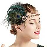 BABEYOND 1920s Stirnband Pfau Feder Damen 20er Jahre Stil Flapper Charleston Haarband Great Gatsby Damen Fasching Kostüm Accessoires Schwarz G