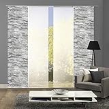 Home Fashion 94149 | 4er-Set Schiebegardinen WALLI | blickdichter Dekostoff & transparenter Halborganza | 4X jeweils 245x60 cm | Farbe: (anthrazit)