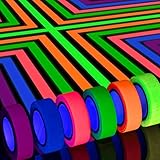Whaline 6 Rollen Neon Klebeband, UV Schwarzlicht Klebebänder, Gaffer Tape Neon für Parteien Kunst Handwerk Dekorationen ( 15mmx 5m )