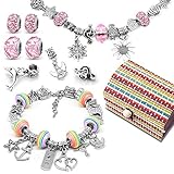 Mädchen Geschenke 8-12 Jahre, Armbänder Selber Machen, Schmuck Bastelset Mädchen Kits mit Charms Anhänger Perlen Kette für Schmuckherstellung, Charm Freundschaftsarmband Armband Basteln fü