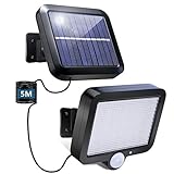 Solarlampen für Außen mit Bewegungsmelder meTweal 56 LED Solarleuchten 16.5ft Kabel 3 Modi IP65 Wasserdichte Superhelle für Garage Carport T