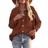 ZYUD Damen Hemd Basic Bluse T Shirt Hemdjacke mit Knöpfen Überhemd T-Shirt Damen Einfarbig Bluse Revers Langarm Tops Elegant Hemd Casual Lockere Longshirt Damen Bluse Hemd Jacke Langarm Ob