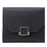 Damen Kurze Geldbörse Einfache PU Leder Kartenhalter Geldbörse mit Reißverschluss Tasche Kleine Handtasche Schnalle Clutch Tasche für Damen, Schwarz , Einheitsgröße,