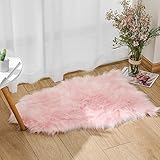 KYRD Nachahmung Lammfell Teppich 75 x 120 cm Lammfellimitat Teppich Künstlicher Fell Wolle Bettvorleger Sofa Matte (Rosa)