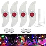 YUERWOVER 4 Pack Fahrrad-Speichenlichter LED Fahrrad Rad Lichter Wasserdicht Beleuchtung Heiße Räder Reflektor Weidenblatt Licht Reifen Fahrrad Erwachsene Kinderfahrrad für Sicherheit Dekoration(Rot)