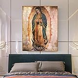 VVSUN Kunst Ölgemälde Mexiko Guadalupe Jungfrau Maria Leinwand Gemälde Poster und Drucke Home Wohnzimmer Dekoration Gemälde 60X80cm 24x32inch Kein R