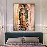 VVSUN Kunst Ölgemälde Mexiko Guadalupe Jungfrau Maria Leinwand Gemälde Poster und Drucke Home Wohnzimmer Dekoration Gemälde 60X80cm 24x32inch Kein R