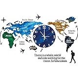 CHUANGRUN 3D Acryl Weltkarte Wandkunst, Weltkarte Wanduhr Dekorativ, Geschenkidee für jeden Anlass - Acryl Wandtattoos Wohnzimmer Schlafzimmer TV Hintergrund Dekoration Kunst, 60 x 28