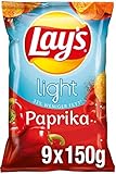 Lay's Light Paprika - Knusprig gewürzte Kartoffelchips für eine gelungene Party - 9 x 150g