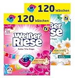Weißer Riese Universal + Color Trio-Caps Aromatherapie Essentials, Waschmittel Colorwaschmittel + Universalwaschmittel 240 (2 x 120) Waschladungen mit ätherischen Ölen, die zu 100% natü