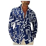 FASLOLSDP Blumen Hemd für Herren Revers Hawaii Freizeithemd Langarm lässig Bluse mit Knöpfen Slim Fit Hemden Frühling Herbst Oberteil Streetwear Strand Outdoor S