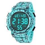 Digital Herren Uhren - Sport Outdoor Armbanduhr 5 ATM wasserdichte Uhren mit Wecker/Kalender/Stoppuhr/Stoß