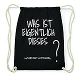 JOllify LUTHERSTADT Wittenberg Hipster Turnbeutel Tasche Rucksack aus Baumwolle - Farbe: schwarz – Design: was ist eigentlich - Farbe: schw