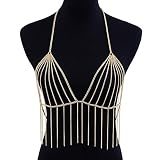 YLiansong-home Bikini-Körperkette Frauen Quaste Crossover Bikini Körperkette Gold Ton Körperkette Schmuck Taillenschmuck Körperzubehör (Color : Gold, Größe : Free Size)