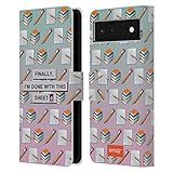 Head Case Designs Offizielle Emoji® Platte Abschluss Leder Brieftaschen Handyhülle Hülle Huelle kompatibel mit Google Pixel 6