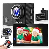 4K / 20MP WiFi Action Cam, 40M wasserdichte 170° Weitwinkel Action Kamera, 2 Zoll LCD Bildschirm mit 2 Batterien und Zubehörset, kompatibel mit iPhone/Android/TV/PC