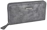 Jennifer Jones Große Damen Geldbörse Clutch-Portemonnaie viel Stauraum Grau Metallic mit Reißverschluss Fotofach Kleing