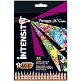 BIC Intensity Premium Buntstifte für Erwachsene und Kinder, Aquarellstifte zum Malen in 36 Farben, hochpigmentiert & mit bruchsicherer M