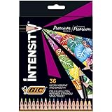 BIC Intensity Premium Buntstifte für Erwachsene und Kinder, Aquarellstifte zum Malen in 36 Farben, hochpigmentiert & mit bruchsicherer M