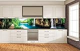 DIMEX LINE Küchenrückwand Folie selbstklebend ENTSPANNUNG IM Wald | Klebefolie - Dekofolie - Spritzschutz für Küche | Premium QUALITÄT - Made in EU | 350 cm x 60