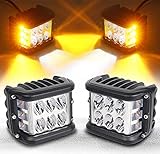 LED Arbeitsscheinwerfer | 2x 45W 4 Zoll LED Zusatzscheinwerfer | 6000K IP67 Wasserdicht Offroad Scheinwerfer | Arbeitslicht für Auto, Traktor, Offroad, PKW, KFZ, ATV-Boot (12V-30V) (Gelb)