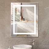 LED-Badezimmerspiegel 50 x 70 cm Badezimmerspiegel mit Beleuchtung Spiegel LED Lichtfarbe 3000K-6000 K + Touch-S