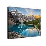 PICANOVA – Mountain Lake Moraine 30x40cm – Premium Leinwanddruck – Kunstdruck Auf 2cm Holz-Keilrahmen Für Schlaf- Und Wohnzimmer – Kollektion Berg