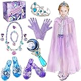 Prinzessin Schmuck Dress Up Set, Mädchen Spielzeug für Alter 3, 4, 5, 6, 7, 8+ Jahre Kinder Mädchen, Prinzessin Spielschuhe und so tun als ob Schmuck Geschenke zum Geburtstag Weihnachtskostüme Party