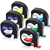 Xemax Kompatibel Dymo Letratag Plastic Ersatz für Dymo Letratag Kunststoff 12mm x 4m 12267 91221 S0721660 91222 91223 91224 91225 für Dymo LetraTag XR Dymo LetraTag LT-100H Plus Dymo LetraTag LT-100T