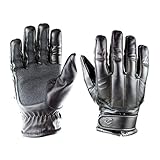 OBRAMO Quarzsand Lederhandschuhe schnitthemmend Einsatzhandschuhe Tactical Security, Schwarz, M
