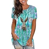 Eaylis Hipster Ostern Geschenke Damen Ostern Tshirt Kurzarm Oberteile Vintage Sweatshirt Rundhals Oberteile Osterhasen Drucken Casual Shirts Teenager Mädchen Best Friends Sommer Oberteile Lose B