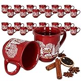 MamboCat 36er Set Glühweinbecher 0,2L mit Eichstrich I klassische Weihnachtsmarkt Tasse mit Wintermotiv I Glühweintassen mit Henkel I Grosspackung Profi Gastronomiebedarf Becher aus Keramik