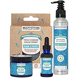 Beauty Kitchen Seahorse Plankton+ Bright Skin Bundle with Microalgae for Hydrated and Nourished Skin Gift Set - Eco-friendly Sustainable Gifts - Moisturiser/Facial Oil/Gel Cleanser/Konjac Spong