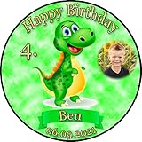 Tortenaufleger Fototorte Geburtstag Dino der Dinosaurier DINO01 (Zuckerpapier) Rund 20 cm Ø mit F