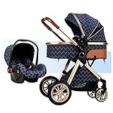 3-in-1 Kinderwagen-Spielzeug, luxuriös, faltbar, für Kinderwagen, Stubenwagen, leicht, mit Getränkehalter und Tasche (Farbe: blau)