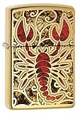 Zippo 60002138 PL Scorpion Feuerzeug, Messing, Edelstahloptik, 1 x 3,5 x 5,5