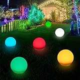 LITAKE Kugelleuchten Aussen mit Fernbedienung, 4er Ø20cm RGB Erweiterbare Kugellampe mit Erdspieß Gartenkugel mit Adaptern IP65 Wasserdicht Gartenleuchten Dekor Außenleuchte für Garten Rasen B